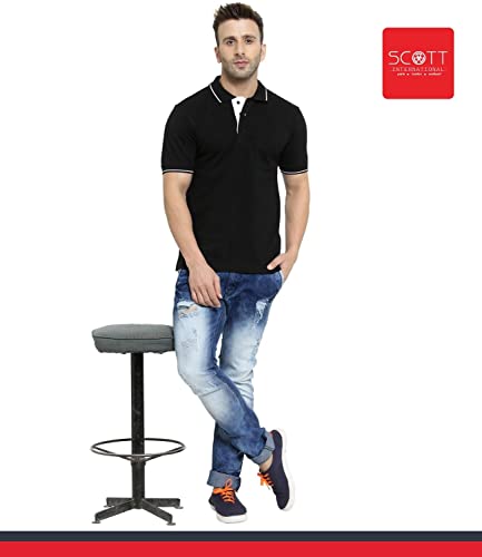Image of Scott International Men's Regular Fit Organic Cotton Polo T-Shirt (Black with White, Medium)