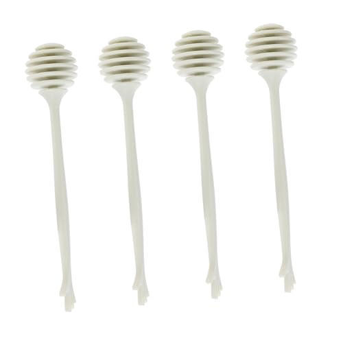COLLBATH 4pcs Honey Stirrer Honey Stirring Rod Coffee Stir Sticks Mini Honey Jars Honey Server Honeycomb Spoons Honey Wand Honey Jar Sticks Mini Rotary Tool Honey Scoop White Pp re-usable