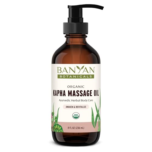 Banyan Botanicals Kapha Massage Oil – Organic Massage Oil with Chitrak and Tulsi – Warming Ayurvedic Oil to Revitalize The Tissues and Awaken The Mind – 8 oz. – Non-GMO Sustainably Sourced Vegan