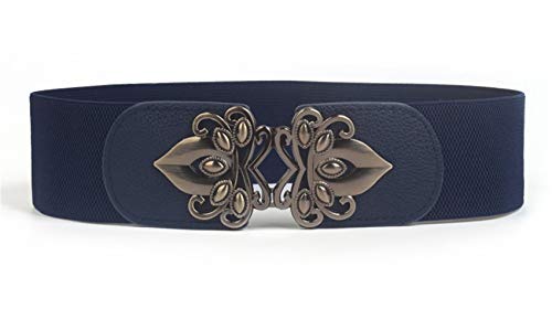 Andongnywell Women's Waist Belts Wide Plus Size Dresses Leather Elastic Stretch Belt with Buckle Waistband