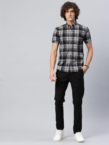 Image of Majestic Man Slim Fit Short Sleeve Checked Pure Cotton Casual Shirt