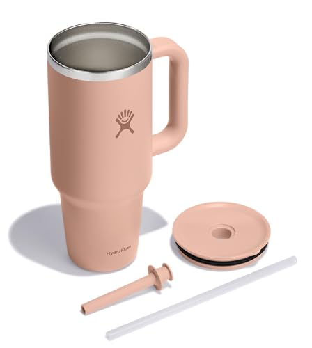 Image of Hydro Flask Travel Tumbler with Handle, Lid and Straw - Insulated Stainless Steel in 40 Oz Seacliff