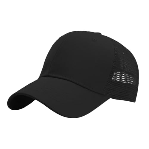 Generisch Gorras de béisbol para hombre, diseño estructurado simple, 6 paneles, tamaño ajustable, gorra de béisbol plana, Negro , talla única