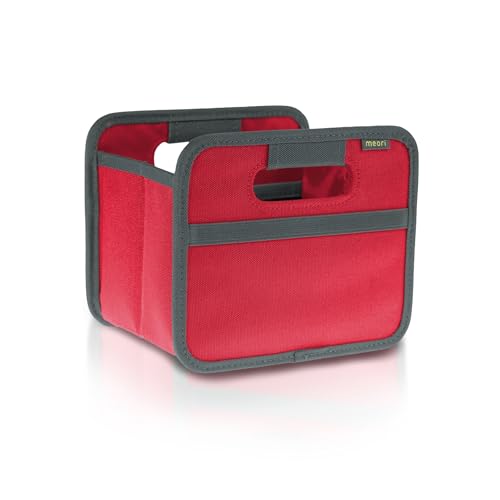 Meori Boîte Pliante Gain de Place avec poignées et Poche Filet élastique Capacité de Charge 30 kg, Polyester, Rot/Einfarbig, 16x12x14 cm
