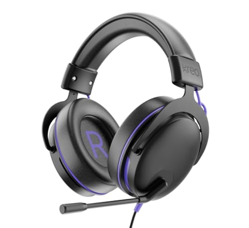 Kreo Beluga V2 Wired Gaming Headphone with Flip to Mute Mic, 50mm Oraphene Drivers, 3.5mm Jack, Memory Foam Earpads, Lightweight Aluminum Build and Compatible with PC, PlayStation, Mobile.