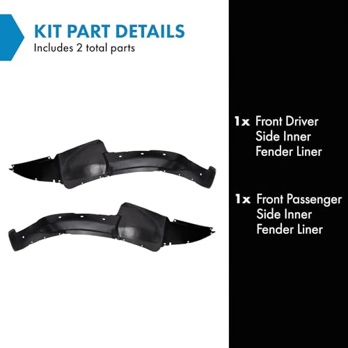 Image of TRQ Front Inner Fender Liner Set Compatible with 2005-2010 Chevrolet Cobalt 2007-2009 Pontiac G5 GM1250120 GM1251120