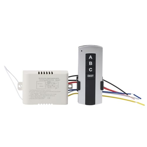 NINMORTH Interruttore a 3 vie con telecomando AC 220 V senza fili, regolatore di luce a 3 tasti con 15 m per portata, lampade fluorescenti a LED e ventole di scarico