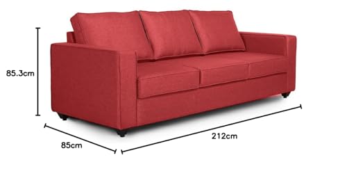 Image of Wakefit Sofa Set | 3 Year Warranty | Mini 3 Seater Sofa for Living Room, Wooden Couch - Napper Mini (Omega : Red)