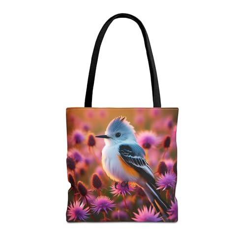 Premium Tote Bag with Reinforced Stitching - Scissor-Tailed Flycatcher in Blazing Stars, Oklahoma