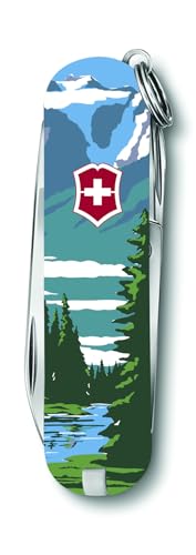 Image of Victorinox Classic SD Swiss Army Knife, Olympic National Park | 7-Function Swiss Mini Knife, Small Blade, Nail File, Screwdriver, Key Ring, Swiss Made, Compact EDC for Keys and Bags