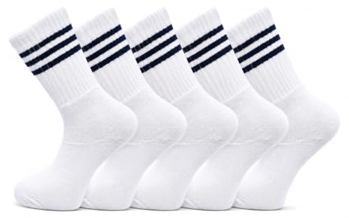 Image of Pack Of 5 Mens Striped Socks Athletic Sports Gym School Casual Quarter Ankle Socks Cotton Rich Crew Sock Breathable For Men And Women UK 6-11
