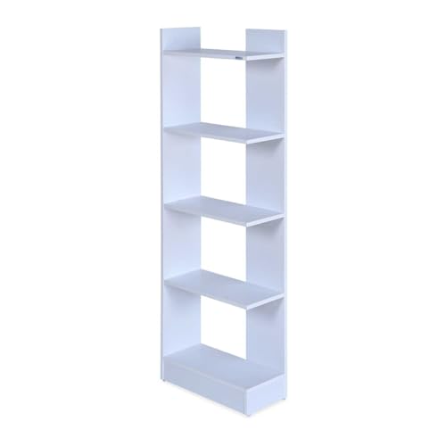 Image of Nilkamal Neil Wooden Book Case| Book Shelf with 5 Open Shelves | Engineered Wood| Multipurpose Storage Organizer | for Living Room, Office, Library | White | DIY(Do It Yourself)