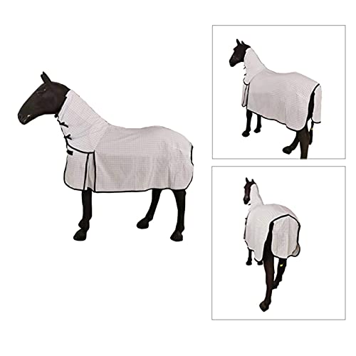 Horse Turnout Blanket Breathable Sweat-Absorbent Comfortable Horse Care Blanket with Neck Lightweight Cotton Rug Horse Equestrian Supplies (130cm) - Afbeelding 4
