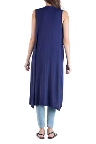 24seven Comfort Apparel Clothing for Women Sleeveless Long Vest Knee Length Cardigan Side Slits3