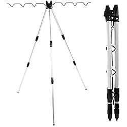 Trípode Pesca Lidl Cyrank Portátil Trípode telescópico Cañas de Pescar Soporte, aleación de Aluminio Soporte de trípode de caña de Pescar, Trípode Universal Plegable para caña de Pescar, Puede soportar 7 Postes