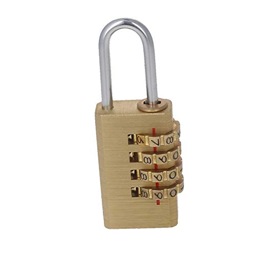 Image of 4 Digit Combination Padlock Solid Brass Padlock Heavy Duty Combination Lock Small 4 Rounds for Indoor and Outdoor Small Safety Luggage 4Pcs