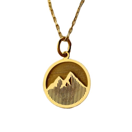 Chaine argent 925 pendentif montagne doré voyageur LKBEADS