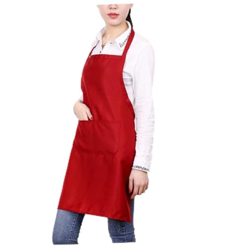 Garneck 2 Pcs Bib Aprons with Pockets Home Bib Home Apron Waterproof Bib Apron Red