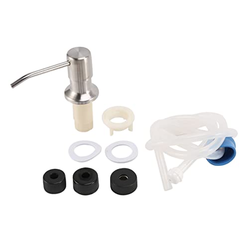 Baalaa Dispensador de jabón para fregadero de cocina en encimera, bomba dispensadora de jabón con kit de tubo de 46 pulgadas (plata)