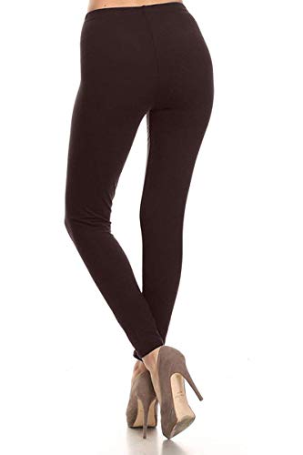Image of Leggings Depot Women's High Waist Leggings Soft 1 inch Waistband Solid Pants - Regular, Plus, 1X3X, 3X5X