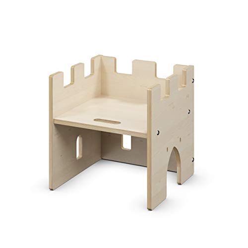 Ehring Markenmöbel Kinder Wendehocker, Premium Natur, Stuhl, Tisch, Hocker, Ritterburg Lukas