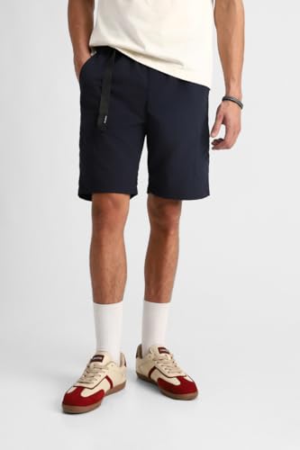 Image of SNITCH Men Casual Shorts | Regular Fit Mid Rise Solid Design | Lightweight 100% Nylon with Smooth Texture & Utility Pockets for Summer & Casual Wear
