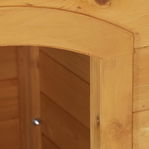 Relaxdays Hundehütte, HxBxT: 58 x 86 x 58 cm, wetterfestes Hundehaus, Holz, Dachpappe, Hundevilla Outdoor, Natur/schwarz