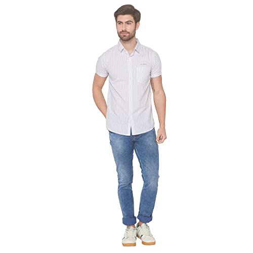 Image of Spykar Men's Cotton Slim Casual Shirts (Baby Pink) (4XL) (MSH-01BB-282)