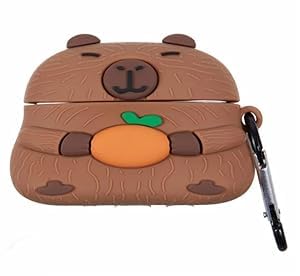 Image of Techmount Compatible with Airpods Pro GEN-2 (2022) Case Cover Silicone Cartoon Character 3D Cover Wtih 360 Protection Airpods Pro 2 Cover Case (NOT for Any Other AIRPODS) (Capybara)