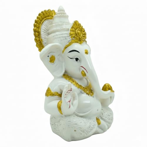 Image of VAMA Ganesh Idol for Car Dashboard Siddh at Chintamani Ganesha Temple, Ujjain | Lord Ganesha Idol for Car | Ganesh Murti | Ganpati Idol for Home Decor, Office Desk, Mandir and Gift 3.5 Inches (White)
