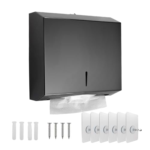 Sejrutx Paper Towel Dispenser, Stainless Steel Hand Towel Dispenser, Lockable, Has a Mirror Effect, Wall-Mounted Tissue Dispenser, for Folded Towels for 300 to 450 Paper Towels