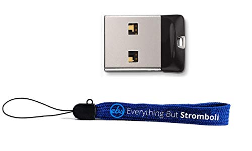 SanDisk Cruzer Fit USB Flash Drive Low Profile Tiny Drive Bundle with (1) Everything But Stromboli Lanyard (64GB)