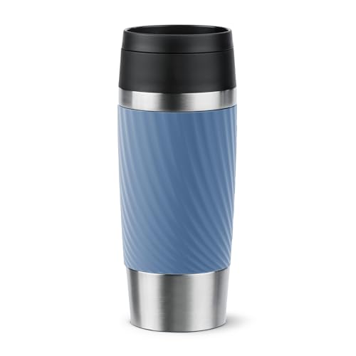 Tefal Taza de Viaje Classic Twist: Tapa de Rosca con Cierre Quick Press, Funda Suave, 100% Hermética, Mantiene Bebidas Frías 8h y Calientes 4h, Tapa 360° - N2024510