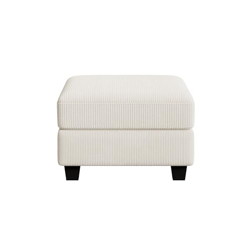 HONBAY Modern Corduroy Ottoman Module Sofa, 28.4 Inch Square Ottoman Bench with Storage, Beige - Thumbnail 7
