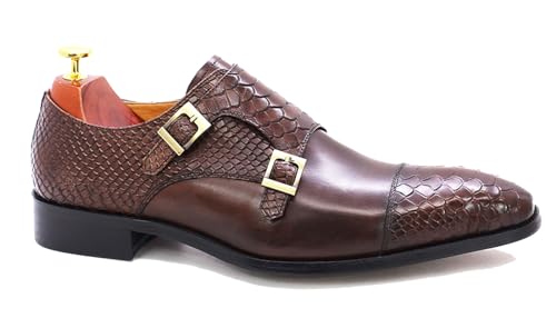 Santimon Mens Loafers Casual Dress Business Double Buckle Loafers Genuine Leather Tuxedo Formal Fashion Prom Shoes for Men2