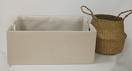 Image of Storage Bin for Shelves Rectangle Closet Baskets Foldable Box with Handles Beige Shelf Baskets Toy Boxes for Home Office Car Dormroom