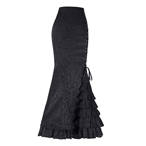 Mxssi Vintage Gothic Steampunk Victorian Skirt Women Ladies Ruffled Skirt Retro Slim Fit Casual Pencil Ruffled Skirts Clubwear for Party Club S M L XL XXL Black steampunk buy now online Mxssi Vintage Gothic Steampunk Victorian Skirt Women Ladies Ruffled Skirt Retro Slim Fit Casual Pencil Ruffled Skirts Clubwear for Party Club S M L XL XXL Black steampunk buy now online