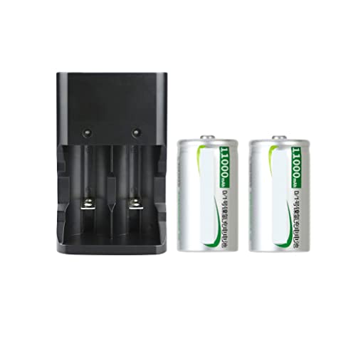 XCC Juego de baterías Recargables n. ° 1, Calentador de Agua de 10000 MAh, Estufa de Gas, Tipo D Grande, 1 Carga, 2 Potencia (Color : 11000mAh, Size : Two)