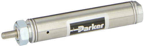 Parker .75NSR01.5 Stainless Steel Air Cylinder, Round Body, Single Acting, Spring Return, Nose Mount, Non-cushioned, 3/4 inches Bore, 1-1/2 inches Stroke, 1/4 inches Rod OD, 1/8