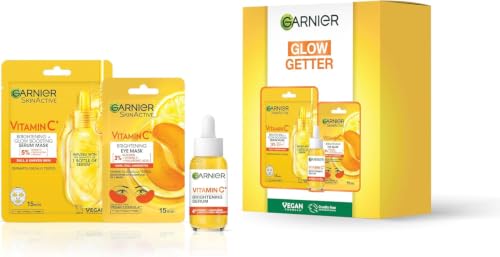 Image of Garnier Vitamin C* Glow Getter Giftset - Face Serum, Sheet Mask & Eye Mask