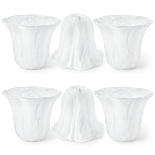 Image of Teenyyou 6 Pcs Marble Flower Bell Shaped Glass Lamp Shade Replacement