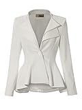 Hybrid & Company Women Double Notch Lapel Office Blazer JK43864 1073T Ivory 1X
