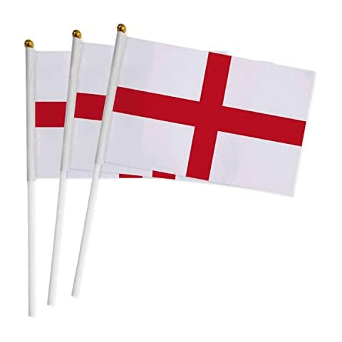 E-ASUM St Georges Flag on Sticks, 15/30/100pcs Hand Held Small Miniature England Flags on Stick - Fade Resistant & Vivid Colors for St. George's Day World Cup Football Event Support (15pcs, 14 x 21cm) Cover