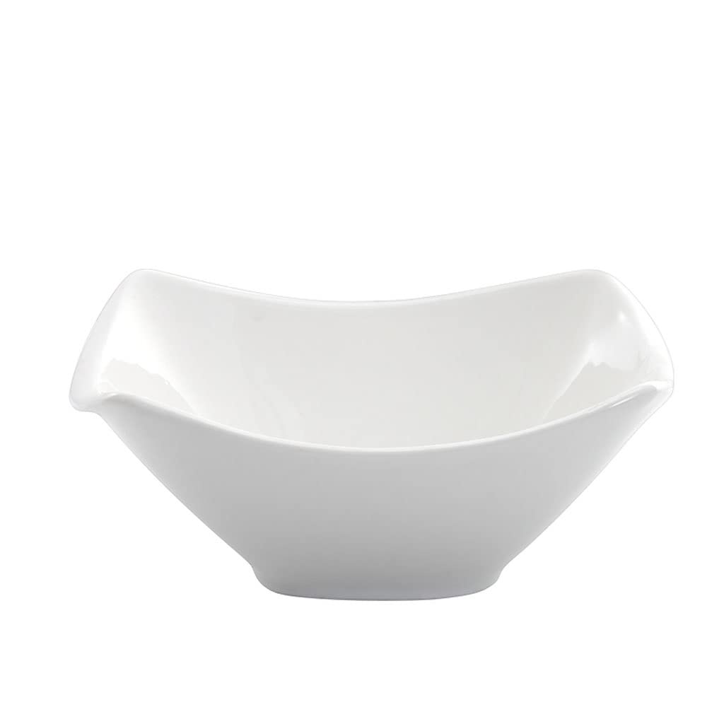 WOTZOV Salad Fruit Bowl Pure White Ceramic Square Bowl Household Oatmeal Fruit Salad Bowl Light Luxury Vegetable Bowl Suitable For Fruit,Soup,Pasta Ramen Bowl