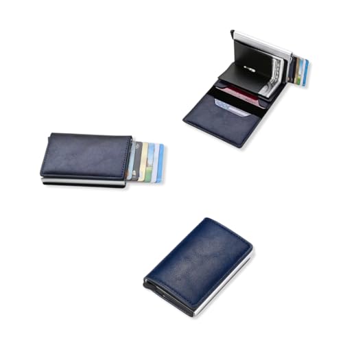 DAVANSU Cartera Hombre Pequeña con Tarjetero Automático | Interior de Aluminio para Protección RFID | Capacidad: 6 Tarjetas, Billetes y Documentación | Cartera Cuero con Diseño Compacto Antirrobo