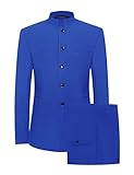 Chinese Tunic Suit Men Mao Suit Jacket Mandarin Collar Mens Suits Formal Kung Fu Uniform Men Men Tang Suit Royal Blue
