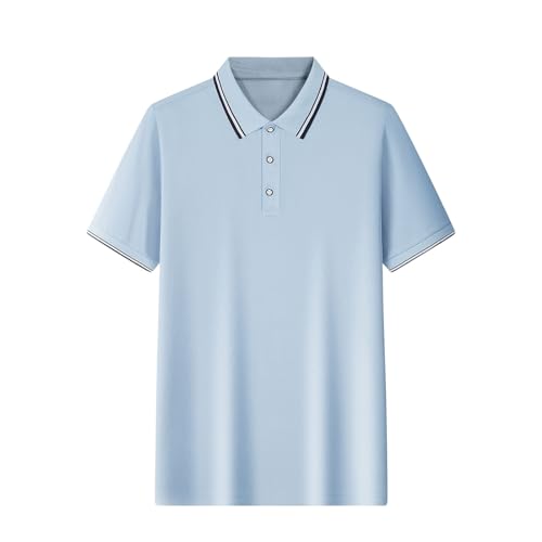 Men's Button-Down Polos Shirt Casual Short Sleeve Business T Shirt Classic Ice Silk Loose Fit Cool Tops Blouses
