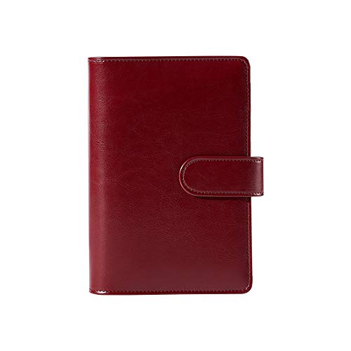 Sooez A6 Notebook Binder, 6 Ring Planner with Stylish and Multi-Functional Design, Loose Leaf Personal Organizer Binder Cover with Magnetic Buckle Closure, PU Leather Portfolio Binder, Burgundy