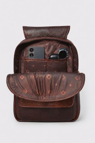 Image of Full-Grain Natural Genuine Pure Leather Laptop Backpack Bags for Mens Man and Women College Office Use Daypack Travel 16 Inch, Size: H-16 X L- 10 X W- 5 Inches