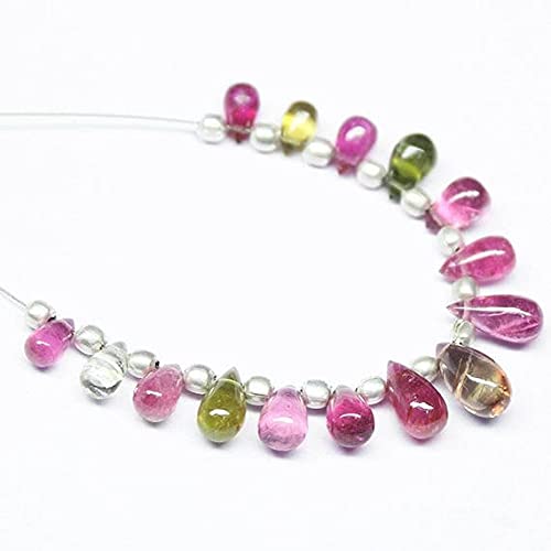 Tourmaline briolette haut de gamme en perles gouttes lisses de 6 à 9mm